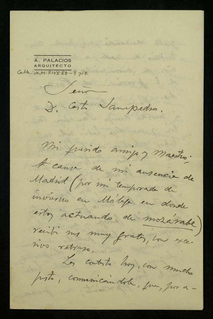 Unha carta de Antonio Palacios á Sociedad Arqueológica de&nbsp;Pontevedra